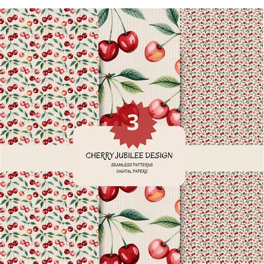 Seamless Cherry Pattern Bundle, Retro Fruit Digital Paper Pack, Cottagecore Cherry Repeat, Vintage Kitchen Pattern - Etsy
