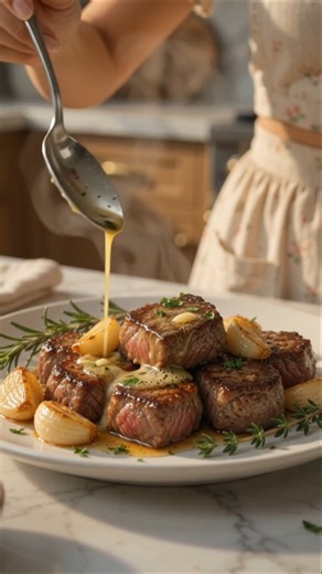 Garlic Butter Steak Bites 🥩🧄 | Easy Steak Recipe #shorts