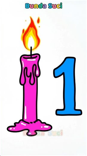 How to Draw a Candle from Number 1 | Easy Drawing for Kids