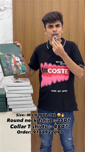 D.M.F_OFFICIAL on Instagram: "Premium quality T-shirts🤩🔥 . Caller T-shirts prices:-480₹ . Round neck t-shirts price:-350₹ . Size:-M L Xl XXL . Order:-9168922097 . Address:-pune dhankawadi teen Hatti Chowk Chavan nagar 📍 . . . . #viral #explore #instadaily #trending #foryou #reels #famous #boost #boost #clothing #fashion #mens #menswear #style #mensfasion"