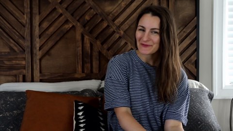 DIY Headboard With Geometric Wood Pattern