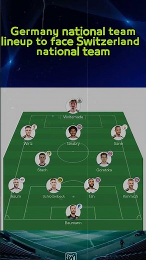 Germany national team lineup to face Switzerland national team