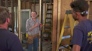 Watch this video to see Norm Abrams use a plumb bob to mark the exact location for a new wall. | This Old House