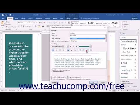 Word 2016 Tutorial Creating a New Style Microsoft Training