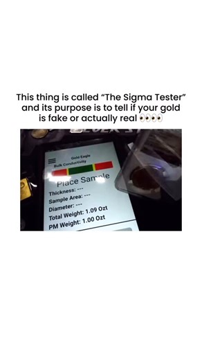 Viral Videos on Instagram: "@sdbullion Gold buyers and collectors rely on something far more precise than the naked eye — a device known as The Sigma Tester. At first glance it looks like just another digital scanner, but this tool reads the electrical conductivity of a metal sample with extreme sensitivity. Every precious metal — gold, silver, platinum — has its own unique conductivity range, and even the best counterfeits fail to mimic it perfectly. Unlike simple weight or magnet tests, which 