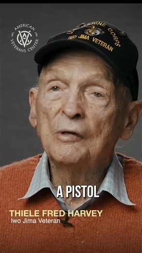 American Veterans Center on Instagram: "On February 19, 1945, Thiele Fred Harvey landed on Red Beach with the 26th Marines on Iwo Jima. He was awarded the Silver Star for his bravery during a 3-man patrol. Here he explains where he got his Colt .45 he carried on Iwo Jima"
