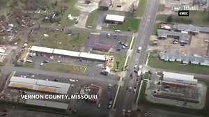 Tornado leaves trail of destroyed buildings and flipped trucks in MO