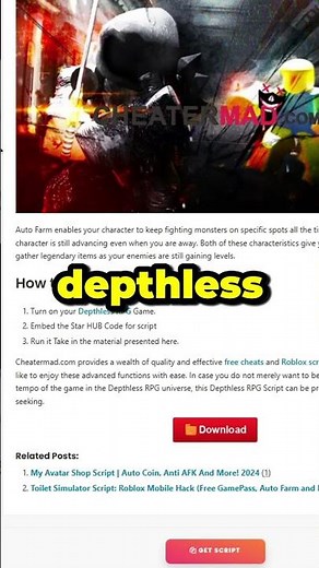 Depthless RPG Script #roblox #scripting