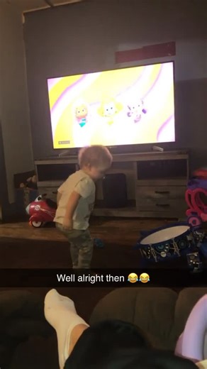 Sarah Warner on Instagram: "That Bubble Guppies theme song just really got him fired up. 😂"