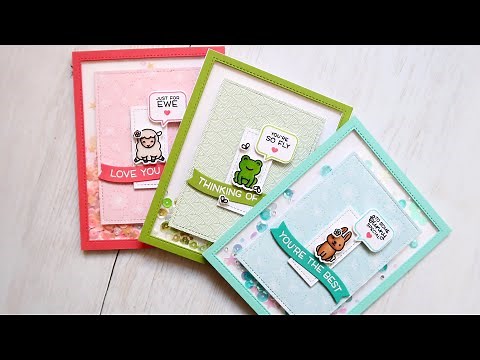 THREE Easy SHAKER CARDS from Start to Finish Feat. Lawn Fawn Say What? Spring Critters