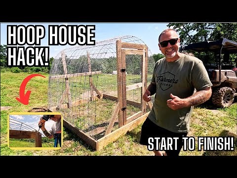 How To Build A Chicken Hoop Coop! EASY DIY Cattle Panel Hoop House With This HACK!! Start to Finish!