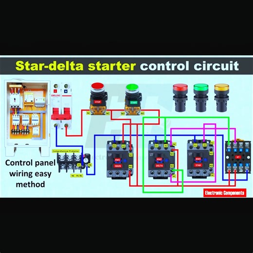 Star delta starter control wiring | Star delta starter wiring How to Wire a Star-Delta Starter | 𝐄𝐥𝐞𝐜𝐭𝐫𝐨𝐧𝐢𝐜 𝐂𝐨𝐦𝐩𝐨𝐧𝐞𝐧𝐭𝐬