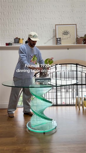 Unique 1970s Glass Block Spiral Dining Table