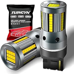 TUINCYN Newest 7440 LED Bulb with Built-in Load Resistor 12V 54PCS Chip No Hyper Flash 7440NA 7441 992 T20 W21W CANBUS Free Turn Signal Light Tail Back Up Reverse Light Brake Stop Light, White
