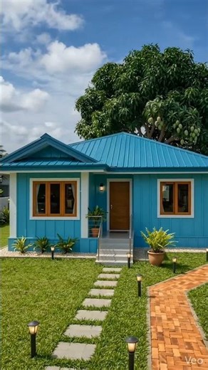 Bungalow house, metal cladding design concept. 🏡💙✨️
