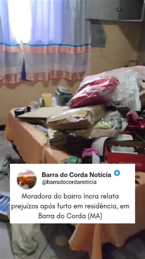 QUE SITUAÇÃO: 🚨 Uma moradora do bairro Incra, em Barra do Corda, utilizou as redes sociais para mostrar a situação em que ficou sua residência após ser alvo de um furto. Imagens divulgadas por ela revelam o imóvel revirado, com objetos fora do lugar e sinais claros da ação criminosa. Até o momento, não há informações sobre suspeitos ou prisões relacionadas ao furto. Siga ↪️ @barradocordanoticia para ver mais! - | Barra do Corda Notícia