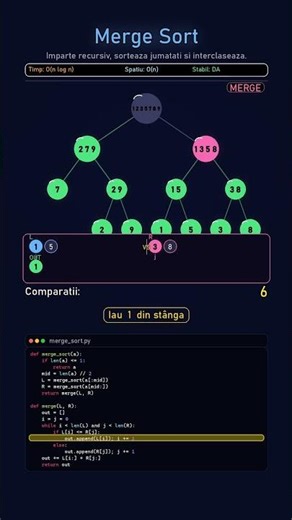 Merge sort în 15 secunde