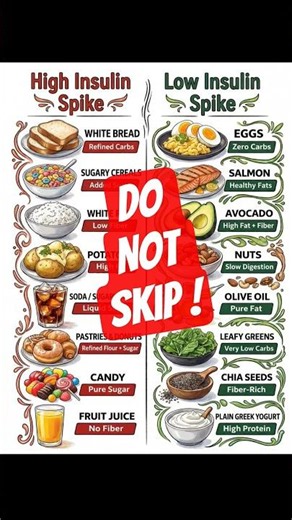 ⚠️ Foods That Spike Insulin vs Foods That Keep Blood Sugar Stable |Best Foods for Insulin Resistance