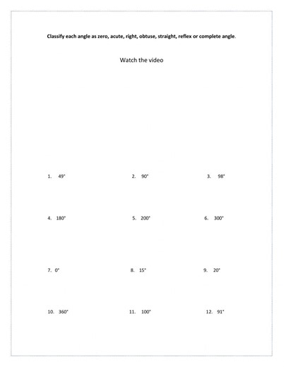 Angles activity for Second