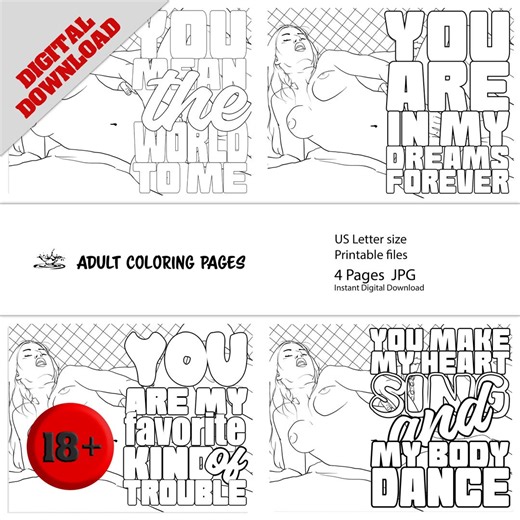 Gasping Girl - Adult Coloring Printable Pages: Romantic Young Naked Woman Erotic Image (digital Download) - Etsy