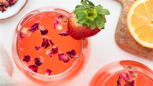 Strawberry and rose Valentine's Day cocktail