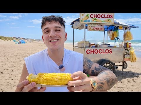 Probando comida de playa argentina 