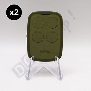 WHY EVO NOA - Lot de 2 Télécommandes universelle 4 boutons Vert Olive multi-fréquences 280-868 MHz - Code fixe & rolling code - Ref : 4791014