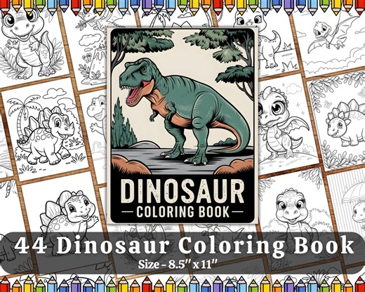 40 Dinosaur Coloring Pages for Kids, Toddlers & Preschool. Printable Dino Coloring Book for Party Favors and Homeschool Screen-free Activity - Etsy
