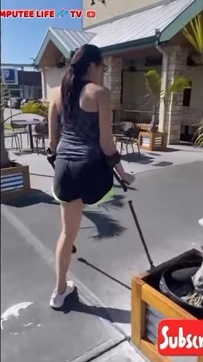 Amputee woman crutching freely life after amputation #crutches