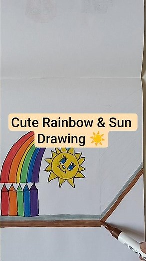 Cute Rainbow & Sun Drawing ☀️ #drawing #colors #drawing