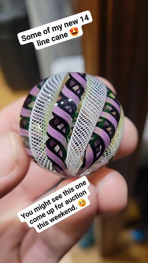 SOLD Been working on some more fun stuff and was able to make this 14 line cane! This one is exclusive to me. 😉 So many possibilities with this pattern! | Joshuah Justice