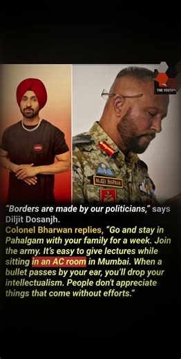Diljit Dosanjh on borders vs. Colonel Bharwan's 🇮🇳 Military's fierce reply to the actor #army 💥💯💯