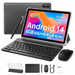 Android 14 Tablet, 10.1 Inch Android Tablet with Octa-core Processor,8GB+64GB Storage 1TB Expansion,6000mAh Battery,5G WiFi6,2+8MP Dual Camera 2 in 1 Tablets Kit with Keyboard, Mouse,Pen,Case,Gray - Walmart.com