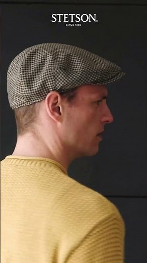 Stetson Houndstooth Tweed Driver Flat Cap