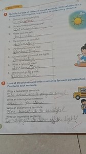 A. Identify the type of sentence in each example. Write whether... | Filo