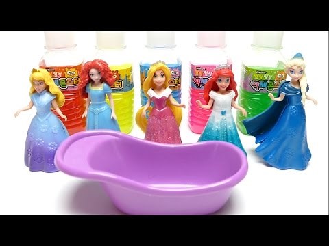 Disney Princess Toy Slime Bath Fun - Learn Colors
