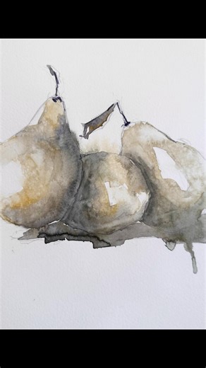 Easy pear watercolor painting #painting #illustartion #watercolorart #artist
