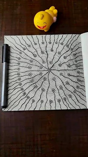 Day 32/60 | Radiating Calm ✨ | Black & White Line Art Timelapse