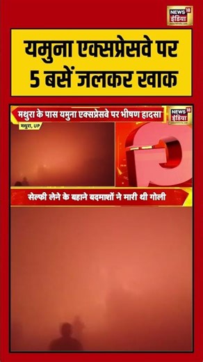 Yamuna Expressway पर 5 बसें जलकर खाक | #yamunaexpressway #mathura #shorts #viralvideo