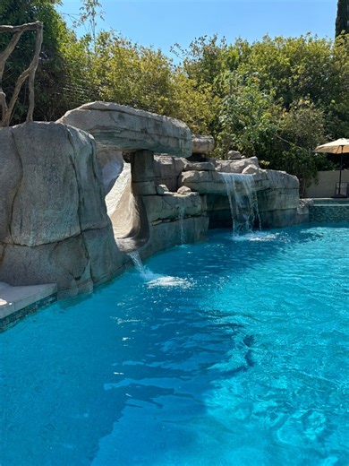 68K views · 1.2K reactions | Transform your backyard into a paradise! ️ Dive into our DIY natural rock swimming pool complete with cascading waterfalls and an epic water slide – the ultimate spot for family fun and unforgettable memories with friends! Who’s ready to splash? ‍‍‍ #BackyardOasis #NaturalPool #DIYSummerFun #WaterfallVibes | Matrix Concrete Artisans Inc | Facebook