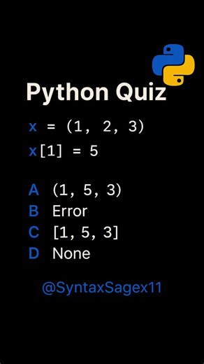 Comment your ANSWER 🫵 #python #programmer #coding #syntaxsagex11 #viral #trand #learncoding #pythonprogrammer #code #reels | syntaxsagex11