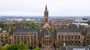 University of Glasgow - Historic Main Building from Above - Aerial View - GLASGOW, UK - OCTOBER 4, 2022 Stock Footage - Video of facade, college: 259391296
