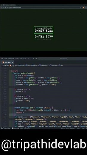 ⌚ANIMATED DIGITAL ANALOG WATCH #tripathidevlab #javascript #analogclock #viral #watch #cssanimation