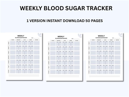 Printable Weekly Blood Sugar Tracker | Diabetes Log Sheet | Instant Download PDF - Etsy