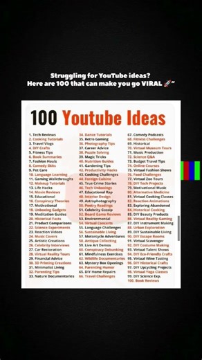 100 YouTube Video Ideas That Can Get You 1M+ Views 🔥 (Don’t Miss #43!)