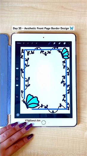 Day 35 - Easy Front Page Border Design | Aesthetic School Project Cover Page #shorts