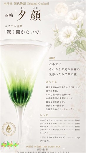夕顔 #源氏物語 #カクテル #カクテルレシピ