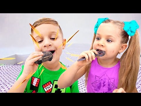 Diana and Roma - Real food vs Chocolate food challenge