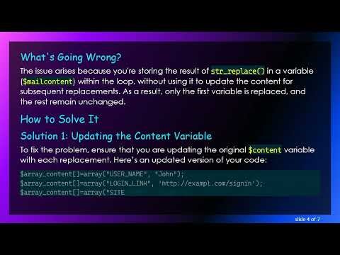 How to Fix str_replace in PHP for Multiple Replacements