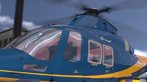 Close-up of a blue and yellow helicopter Free Stock Video Footage